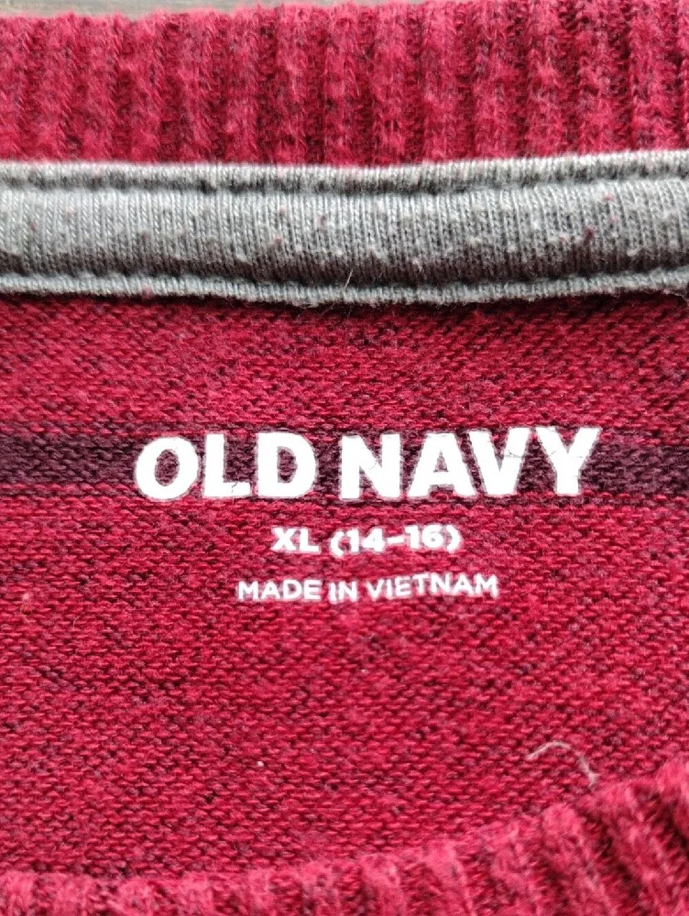 Old Navy Red and Black Striped Long Sleeve Tee